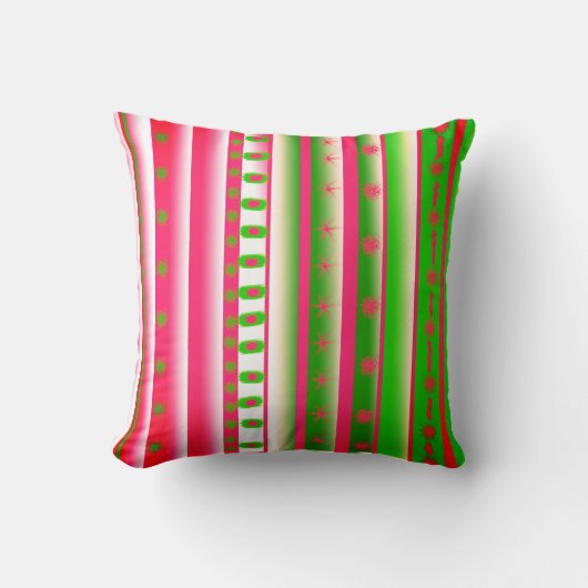 ピンクおよび緑の芸術のストライプのな装飾用クッション クッション (正面)