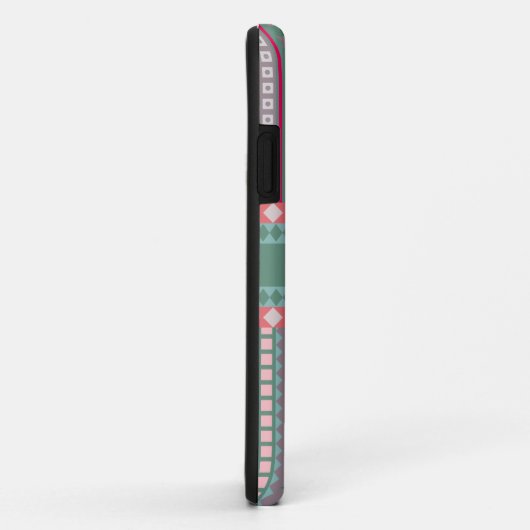 ピンクおよび緑キャンデーのアステカなジグザグパターン Case-Mate iPhoneケース (裏面/右)