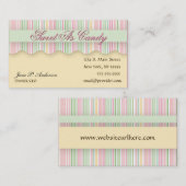 ピンクおよび緑キャンデーのストライプのな名刺 名刺 (正面/裏面)
