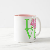ピンクおよび緑愛ギリシャの生命マグ ツートーンマグカップ (正面右)