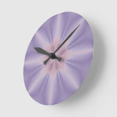 ピンクおよび薄紫3Dの花 ラウンド壁時計 (傾斜)