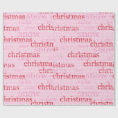 ピンクおよび赤いクリスマスおよび雪の単語の休日 ラッピングペーパー (フラット)