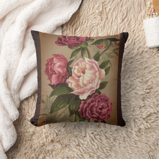 ピンクおよび赤いバラの絵を描くこと クッション (ブランケット)
