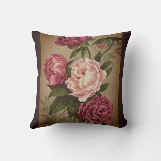 ピンクおよび赤いバラの絵を描くこと クッション (裏面)