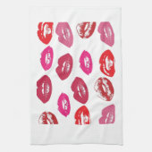 ピンクおよび赤い唇 キッチンタオル (縦)