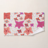 ピンクおよび赤い花柄のBathタオルセット バスタオルセット (ハンドタオル)