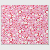 ピンクおよび赤く幸せな休日キャンデーのクリスマス ラッピングペーパー (フラット)