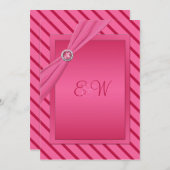 ピンクおよび赤のストライプでモノグラムのな招待状 招待状 (正面/裏面)