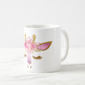 ピンクおよび金ゴールドのキリンのマグ コーヒーマグカップ (正面右)