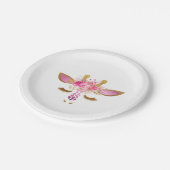 ピンクおよび金ゴールドのキリンの紙皿 ペーパープレート (アングル)