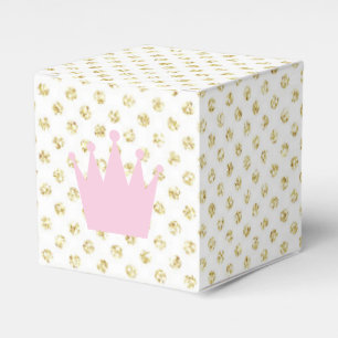 ピンクおよび金ゴールドのグリッターのプリンセスの王冠の好意箱 フェイバーボックス