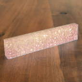 ピンクおよび金ゴールドのグリッターの一見 デスクネームプレート (側面)