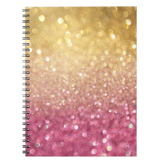 ピンクおよび金ゴールドのグリッターの一見 ノートブック (正面)