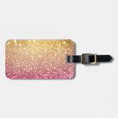 ピンクおよび金ゴールドのグリッターの一見 ラゲッジタグ (正面横)