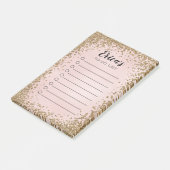 ピンクおよび金ゴールドのグリッターの個人的な大騒ぎのチェックリスト ポストイット (アングル)