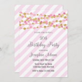 ピンクおよび金ゴールドのグリッターの誕生日の招待状 招待状 (正面/裏面)