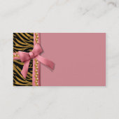 ピンクおよび金ゴールドのシマウマのストライプのな名刺 名刺 (裏面)