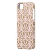 ピンクおよび金ゴールドのダマスク織パターン Case-Mate iPhoneケース (裏面左)