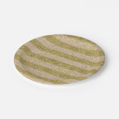 ピンクおよび金ゴールドのフェイクなグリッターのストライプの派手でシックなgir ペーパープレート (アングル)