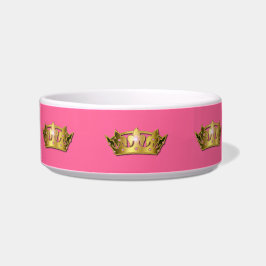 ピンクおよび金ゴールドのプリンセスの王冠ペット皿 ボウル