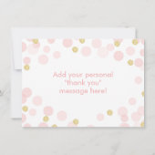 ピンクおよび金ゴールドのプリンセスの紙吹雪のサンキューカード サンキューカード (裏面)