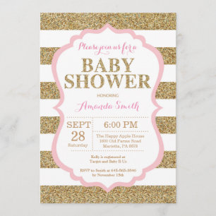 ピンクおよび金ゴールドのベビーシャワーの招待状のグリッター 招待状