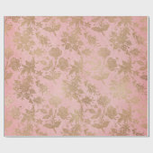 ピンクおよび金ゴールドのレースのギフトの包装紙 ラッピングペーパー (フラット)