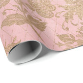 ピンクおよび金ゴールドのレースのギフトの包装紙 ラッピングペーパー (ロールコーナー)