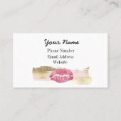 ピンクおよび金ゴールドの唇の名刺の底唇 名刺 (裏面)