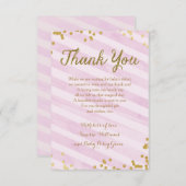 ピンクおよび金ゴールドの女の子のベビーはシャワーを感謝していしています振りかけます 招待状 (正面/裏面)
