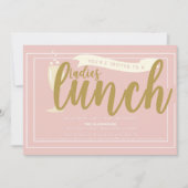 ピンクおよび金ゴールドの女性昼食の招待状 招待状 (正面)