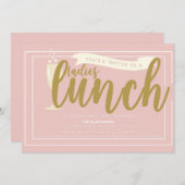 ピンクおよび金ゴールドの女性昼食の招待状 招待状 (正面/裏面)