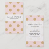 ピンクおよび金ゴールドの水玉模様パターン 名刺 (正面/裏面)