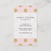 ピンクおよび金ゴールドの水玉模様パターン 名刺 (裏面)