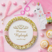 ピンクおよび金ゴールドの王女のプレート ペーパープレート (パーティー)