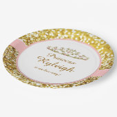 ピンクおよび金ゴールドの王女のプレート ペーパープレート (アングル)
