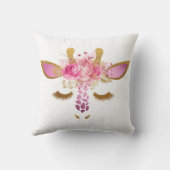 ピンクおよび金ゴールドの睡眠のキリンの枕 クッション (裏面)