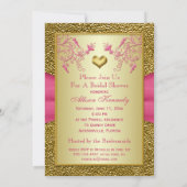 ピンクおよび金ゴールドの花のブライダルシャワーの招待状 招待状 (裏面)