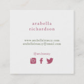 ピンクおよび金ゴールドの花柄|の会合媒体アイコン スクエア名刺 (裏面)