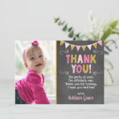 ピンクおよび金ゴールドの誕生日のサンキューカード|の黒板 サンキューカード