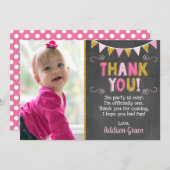 ピンクおよび金ゴールドの誕生日のサンキューカード|の黒板 サンキューカード