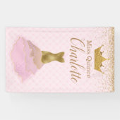 ピンクおよび金ゴールドの魅力的な服のQuinceañeraの旗 横断幕 (横)