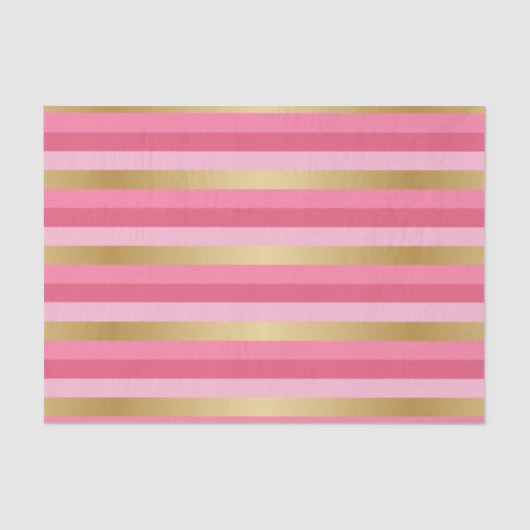 ピンクおよび金ゴールドは縞で飾ります 薄葉紙 (正面)