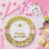 ピンクおよび金ゴールドは""ベビーシャワーのプレートをぽんと鳴らすために用意します ペーパープレート (パーティー)
