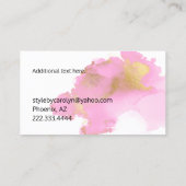 ピンクおよび金ゴールドインク汚れの名刺 名刺 (裏面)