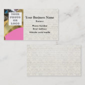 ピンクおよび金ゴールドパターン写真テンプレート 名刺 (正面/裏面)