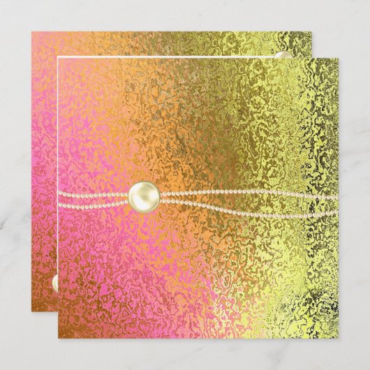 ピンクおよび金ゴールドホイルの一見の女性誕生日の招待状 招待状 (正面/裏面)