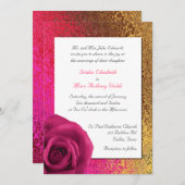 ピンクおよび金ゴールドホイルの一見の結婚式招待状 招待状 (正面/裏面)