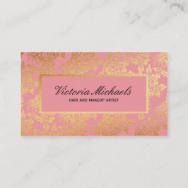 ピンクおよび金ゴールドホイルの一見の花の名刺 名刺