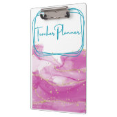 ピンクおよび金ゴールド先生バインダー クリップボード (左)